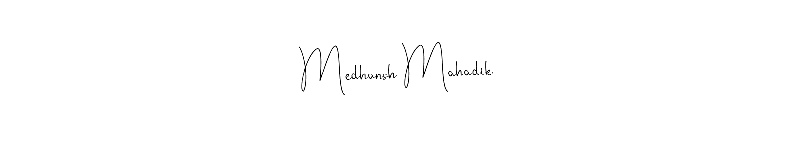 if you are searching for the best signature style for your name Medhansh Mahadik. so please give up your signature search. here we have designed multiple signature styles  using Andilay-7BmLP. Medhansh Mahadik signature style 4 images and pictures png