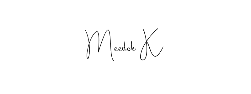 The best way (Andilay-7BmLP) to make a short signature is to pick only two or three words in your name. The name Meedok K include a total of six letters. For converting this name. Meedok K signature style 4 images and pictures png