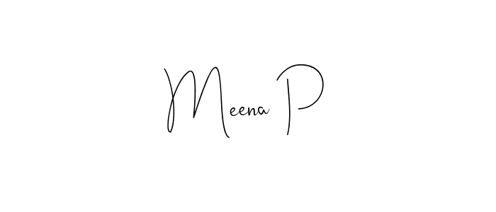 How to make Meena P name signature. Use Andilay-7BmLP style for creating short signs online. This is the latest handwritten sign. Meena P signature style 4 images and pictures png