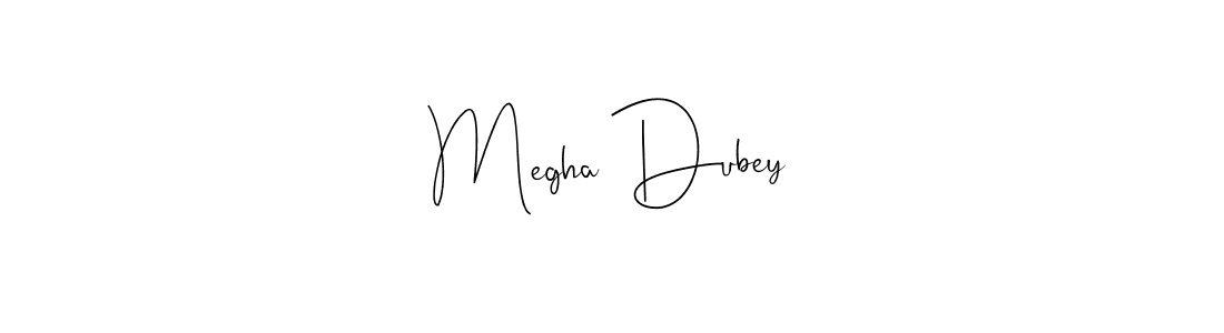 How to make Megha Dubey name signature. Use Andilay-7BmLP style for creating short signs online. This is the latest handwritten sign. Megha Dubey signature style 4 images and pictures png