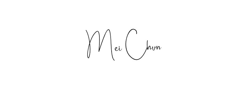 How to make Mei Chun name signature. Use Andilay-7BmLP style for creating short signs online. This is the latest handwritten sign. Mei Chun signature style 4 images and pictures png