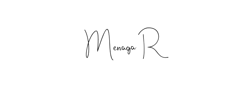 Make a beautiful signature design for name Menaga R. With this signature (Andilay-7BmLP) style, you can create a handwritten signature for free. Menaga R signature style 4 images and pictures png