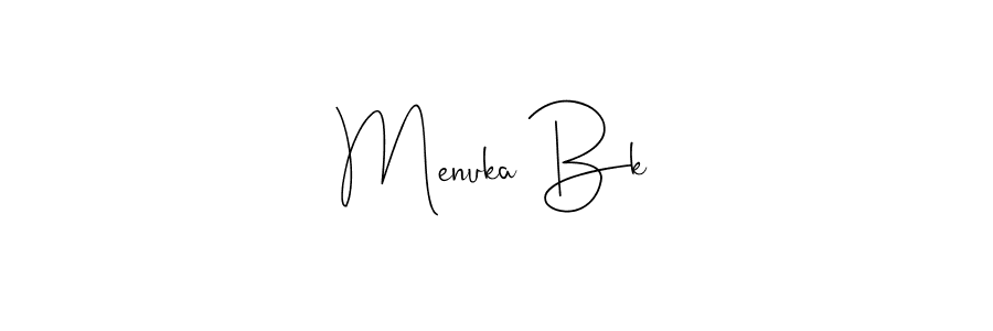 The best way (Andilay-7BmLP) to make a short signature is to pick only two or three words in your name. The name Menuka Bk include a total of six letters. For converting this name. Menuka Bk signature style 4 images and pictures png