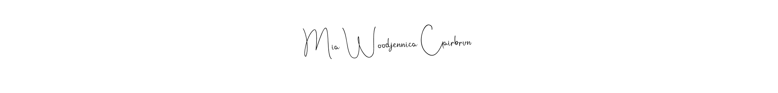 Check out images of Autograph of Mia Woodjennica Clairbrun name. Actor Mia Woodjennica Clairbrun Signature Style. Andilay-7BmLP is a professional sign style online. Mia Woodjennica Clairbrun signature style 4 images and pictures png