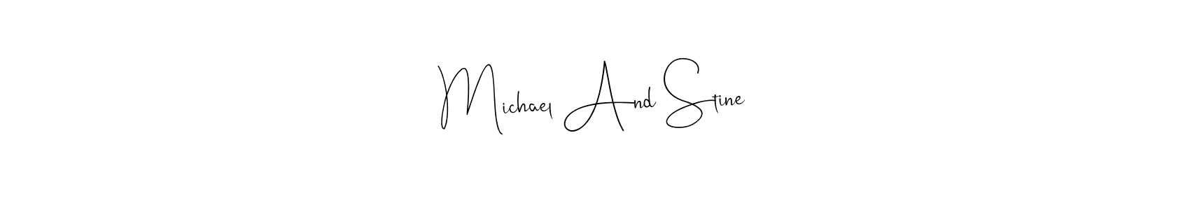 The best way (Andilay-7BmLP) to make a short signature is to pick only two or three words in your name. The name Michael And Stine include a total of six letters. For converting this name. Michael And Stine signature style 4 images and pictures png