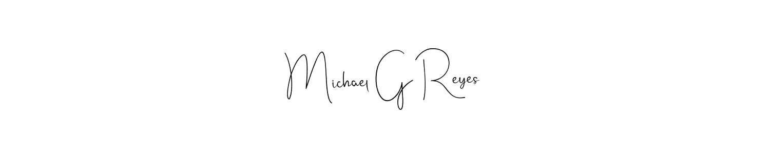 Make a beautiful signature design for name Michael G Reyes. With this signature (Andilay-7BmLP) style, you can create a handwritten signature for free. Michael G Reyes signature style 4 images and pictures png