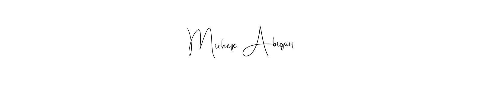 How to make Michelle Abigail name signature. Use Andilay-7BmLP style for creating short signs online. This is the latest handwritten sign. Michelle Abigail signature style 4 images and pictures png