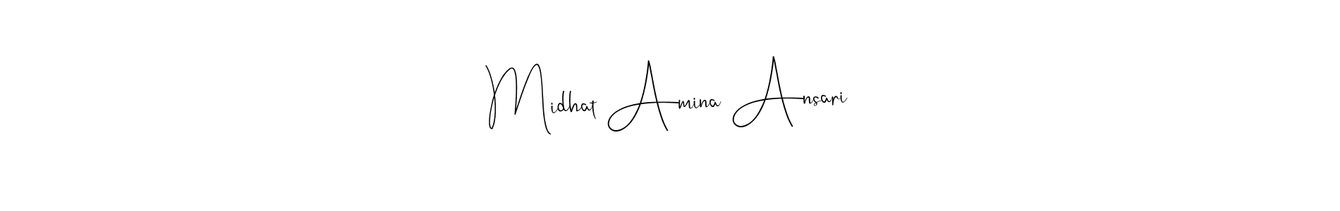 How to make Midhat Amina Ansari name signature. Use Andilay-7BmLP style for creating short signs online. This is the latest handwritten sign. Midhat Amina Ansari signature style 4 images and pictures png