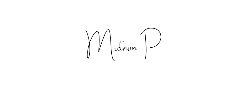 Make a beautiful signature design for name Midhun P. With this signature (Andilay-7BmLP) style, you can create a handwritten signature for free. Midhun P signature style 4 images and pictures png