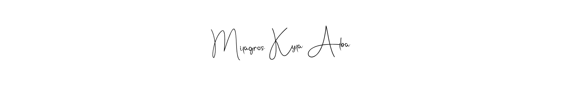 Also You can easily find your signature by using the search form. We will create Milagros Kyla Alba name handwritten signature images for you free of cost using Andilay-7BmLP sign style. Milagros Kyla Alba signature style 4 images and pictures png