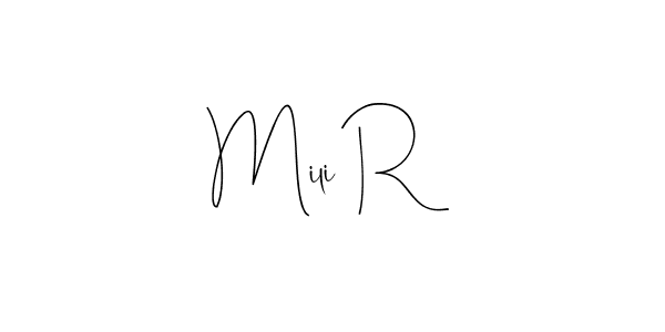 How to Draw Mili R signature style? Andilay-7BmLP is a latest design signature styles for name Mili R. Mili R signature style 4 images and pictures png