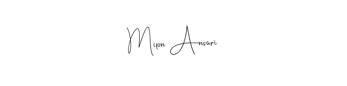 if you are searching for the best signature style for your name Milon Ansari. so please give up your signature search. here we have designed multiple signature styles  using Andilay-7BmLP. Milon Ansari signature style 4 images and pictures png