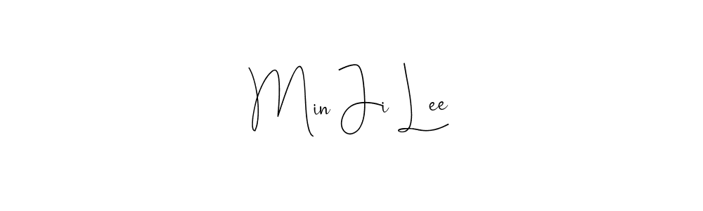 How to make Min Ji Lee name signature. Use Andilay-7BmLP style for creating short signs online. This is the latest handwritten sign. Min Ji Lee signature style 4 images and pictures png