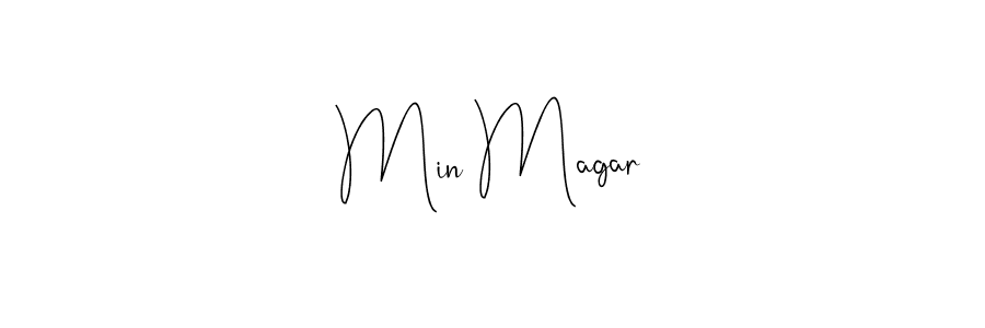if you are searching for the best signature style for your name Min Magar. so please give up your signature search. here we have designed multiple signature styles  using Andilay-7BmLP. Min Magar signature style 4 images and pictures png