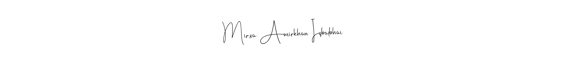 This is the best signature style for the Mirza Amirkhan Iqbalbhai name. Also you like these signature font (Andilay-7BmLP). Mix name signature. Mirza Amirkhan Iqbalbhai signature style 4 images and pictures png