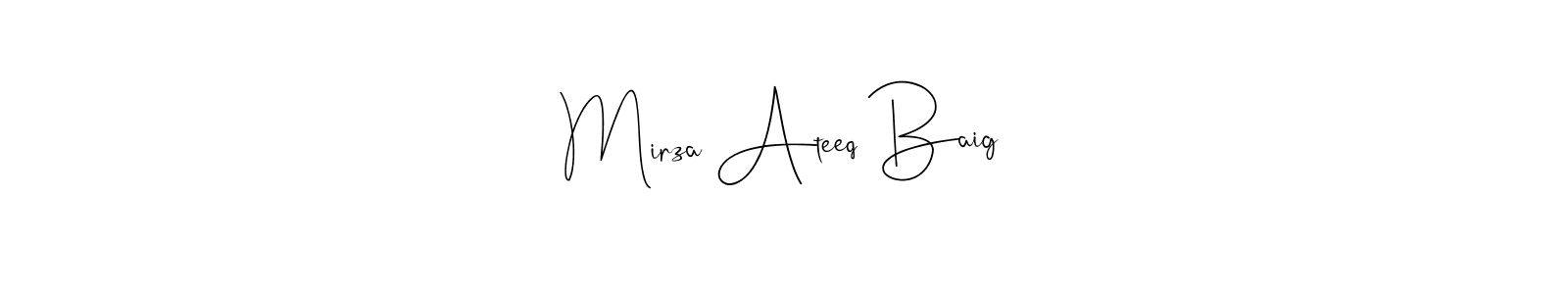 This is the best signature style for the Mirza Ateeq Baig name. Also you like these signature font (Andilay-7BmLP). Mix name signature. Mirza Ateeq Baig signature style 4 images and pictures png