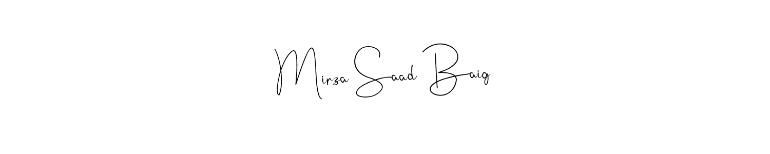 Also we have Mirza Saad Baig name is the best signature style. Create professional handwritten signature collection using Andilay-7BmLP autograph style. Mirza Saad Baig signature style 4 images and pictures png