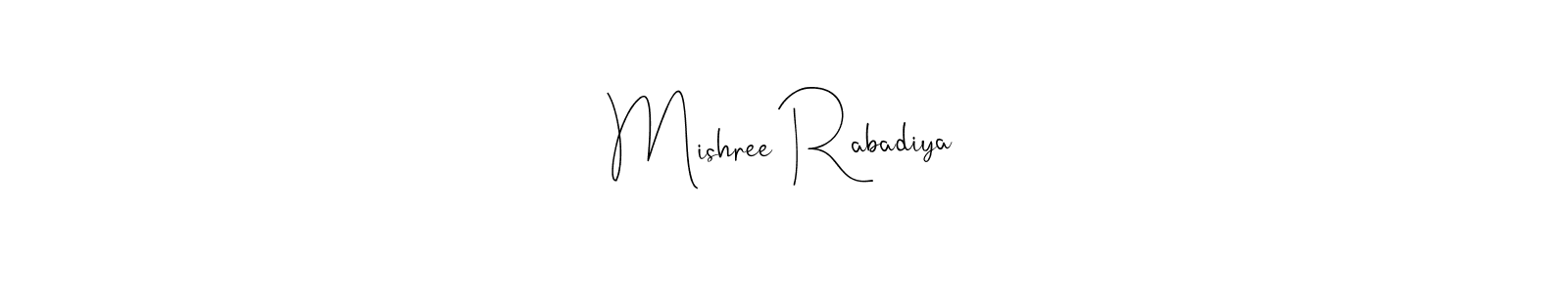 Similarly Andilay-7BmLP is the best handwritten signature design. Signature creator online .You can use it as an online autograph creator for name Mishree Rabadiya. Mishree Rabadiya signature style 4 images and pictures png