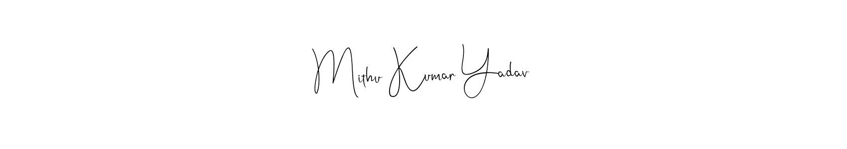 The best way (Andilay-7BmLP) to make a short signature is to pick only two or three words in your name. The name Mithu Kumar Yadav include a total of six letters. For converting this name. Mithu Kumar Yadav signature style 4 images and pictures png