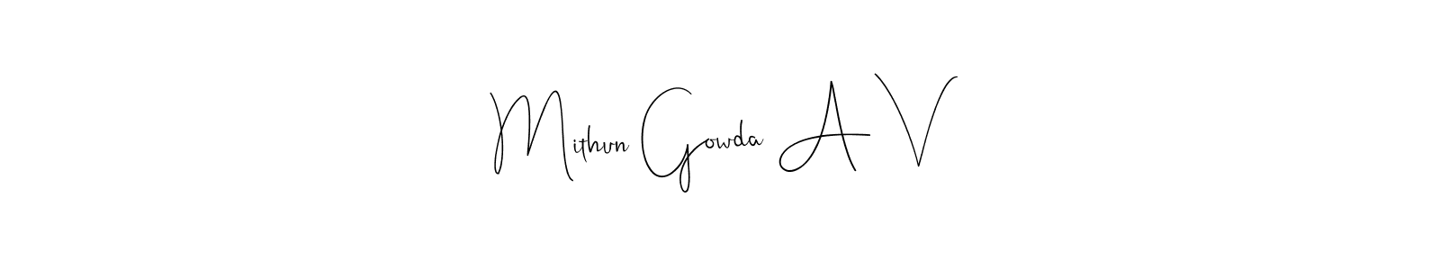 Here are the top 10 professional signature styles for the name Mithun Gowda A V. These are the best autograph styles you can use for your name. Mithun Gowda A V signature style 4 images and pictures png