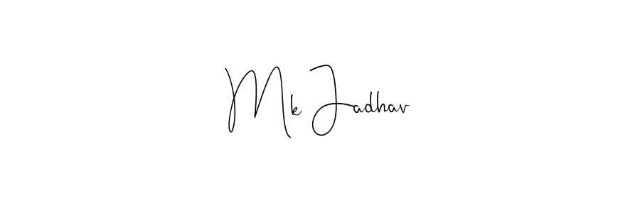 if you are searching for the best signature style for your name Mk Jadhav. so please give up your signature search. here we have designed multiple signature styles  using Andilay-7BmLP. Mk Jadhav signature style 4 images and pictures png