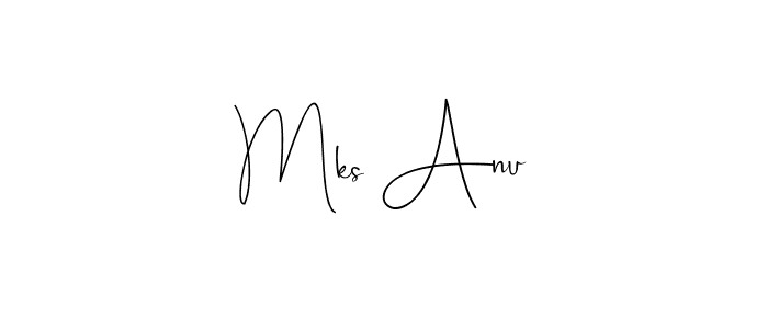 if you are searching for the best signature style for your name Mks Anu. so please give up your signature search. here we have designed multiple signature styles  using Andilay-7BmLP. Mks Anu signature style 4 images and pictures png
