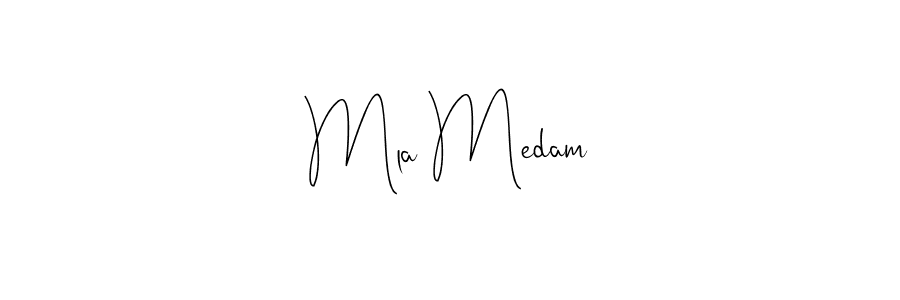 if you are searching for the best signature style for your name Mla Medam. so please give up your signature search. here we have designed multiple signature styles  using Andilay-7BmLP. Mla Medam signature style 4 images and pictures png