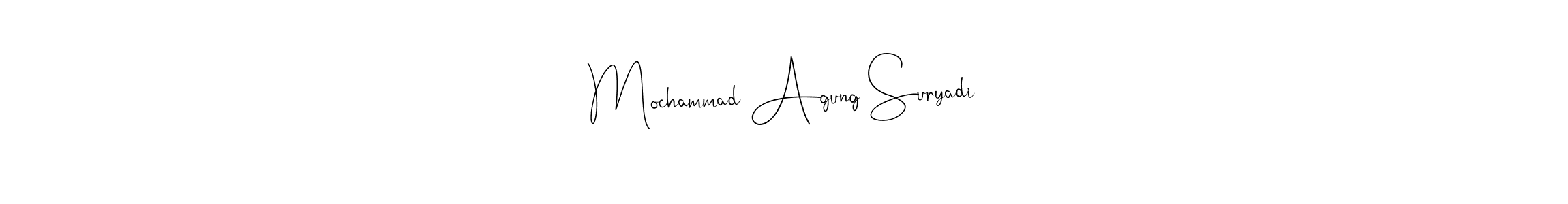 Use a signature maker to create a handwritten signature online. With this signature software, you can design (Andilay-7BmLP) your own signature for name Mochammad Agung Suryadi. Mochammad Agung Suryadi signature style 4 images and pictures png