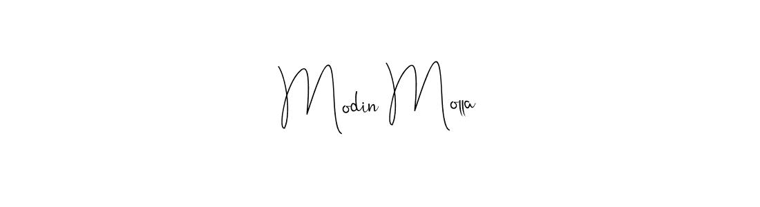 How to make Modin Molla name signature. Use Andilay-7BmLP style for creating short signs online. This is the latest handwritten sign. Modin Molla signature style 4 images and pictures png