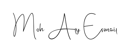 A timeless handwritten aesthetic for Moh Aly Esmail. The Andilay-7BmLP font gives your signature a handcrafted feel with natural curves. Moh Aly Esmail signature style 4 images and pictures png