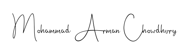 Create an unforgettable impression when signing with Mohammad Arman Chowdhury name styled in Andilay-7BmLP typography. 100% free online generator. Mohammad Arman Chowdhury signature style 4 images and pictures png