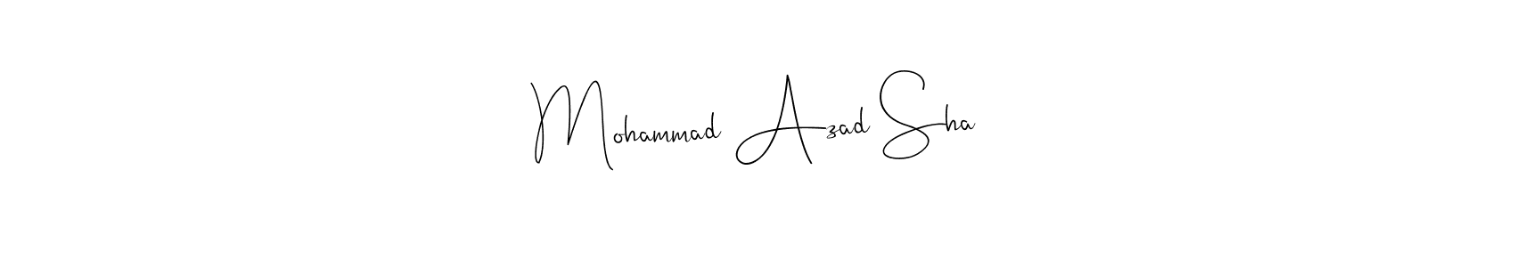 The best way (Andilay-7BmLP) to make a short signature is to pick only two or three words in your name. The name Mohammad Azad Sha include a total of six letters. For converting this name. Mohammad Azad Sha signature style 4 images and pictures png