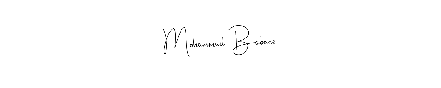 How to make Mohammad Babaee name signature. Use Andilay-7BmLP style for creating short signs online. This is the latest handwritten sign. Mohammad Babaee signature style 4 images and pictures png