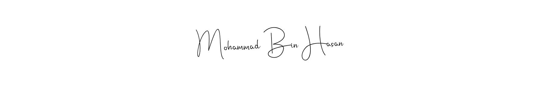 How to make Mohammad Bin Hasan name signature. Use Andilay-7BmLP style for creating short signs online. This is the latest handwritten sign. Mohammad Bin Hasan signature style 4 images and pictures png