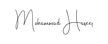 A timeless handwritten aesthetic for Mohammad Hafeel. The Andilay-7BmLP font gives your signature a handcrafted feel with natural curves. Mohammad Hafeel signature style 4 images and pictures png