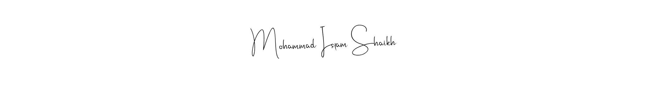 Andilay-7BmLP is a professional signature style that is perfect for those who want to add a touch of class to their signature. It is also a great choice for those who want to make their signature more unique. Get Mohammad Islam Shaikh name to fancy signature for free. Mohammad Islam Shaikh signature style 4 images and pictures png