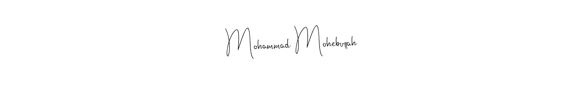 Andilay-7BmLP is a professional signature style that is perfect for those who want to add a touch of class to their signature. It is also a great choice for those who want to make their signature more unique. Get Mohammad Mohebullah name to fancy signature for free. Mohammad Mohebullah signature style 4 images and pictures png