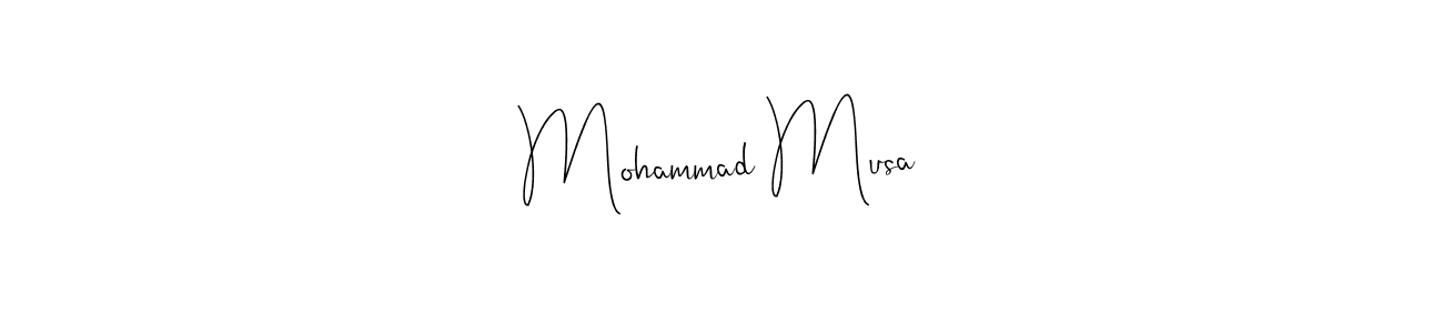 Andilay-7BmLP is a professional signature style that is perfect for those who want to add a touch of class to their signature. It is also a great choice for those who want to make their signature more unique. Get Mohammad Musa name to fancy signature for free. Mohammad Musa signature style 4 images and pictures png