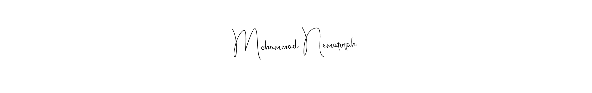 Similarly Andilay-7BmLP is the best handwritten signature design. Signature creator online .You can use it as an online autograph creator for name Mohammad Nematullah. Mohammad Nematullah signature style 4 images and pictures png
