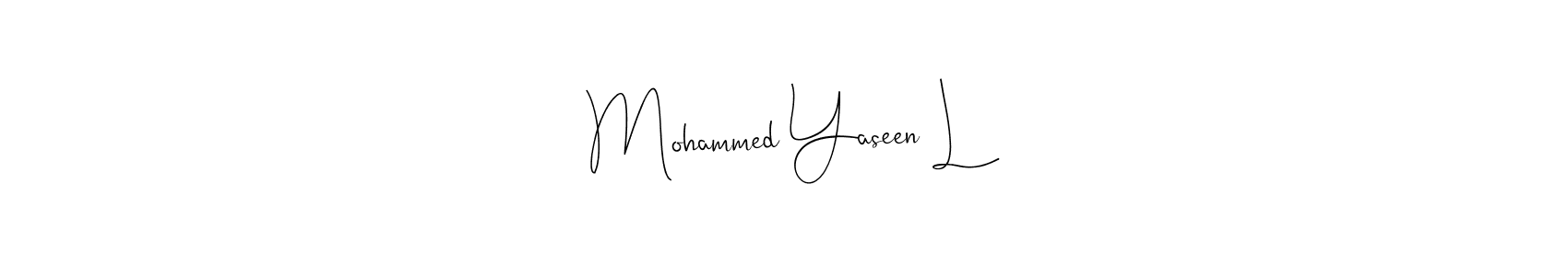 Andilay-7BmLP is a professional signature style that is perfect for those who want to add a touch of class to their signature. It is also a great choice for those who want to make their signature more unique. Get Mohammed Yaseen L name to fancy signature for free. Mohammed Yaseen L signature style 4 images and pictures png