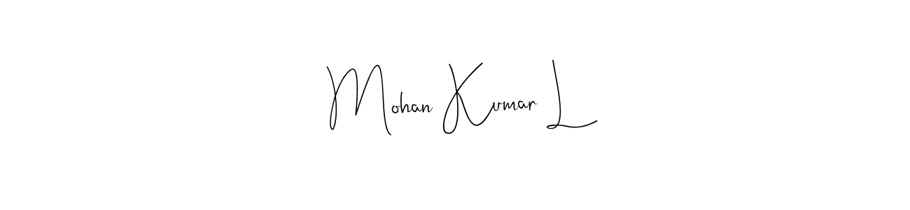 if you are searching for the best signature style for your name Mohan Kumar L. so please give up your signature search. here we have designed multiple signature styles  using Andilay-7BmLP. Mohan Kumar L signature style 4 images and pictures png
