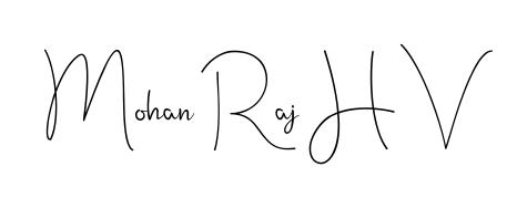The best way (Andilay-7BmLP) to make a short signature is to pick only two or three words in your name. For converting this name Mohan Raj H V. Mohan Raj H V signature style 4 images and pictures png