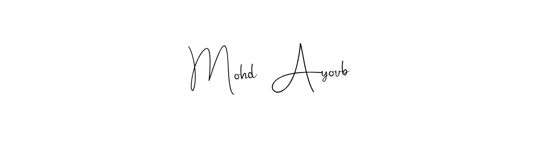 The best way (Andilay-7BmLP) to make a short signature is to pick only two or three words in your name. The name Mohd  Ayoub include a total of six letters. For converting this name. Mohd  Ayoub signature style 4 images and pictures png