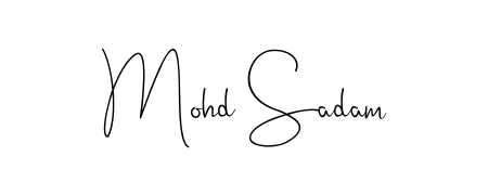 A modern signature idea for name Mohd Sadam using Andilay-7BmLP font. Clean strokes and elegant curves make it stand out instantly. Mohd Sadam signature style 4 images and pictures png