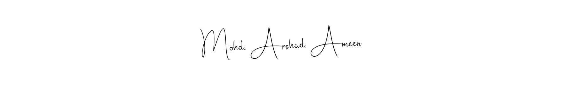 You can use this online signature creator to create a handwritten signature for the name Mohd. Arshad Ameen. This is the best online autograph maker. Mohd. Arshad Ameen signature style 4 images and pictures png