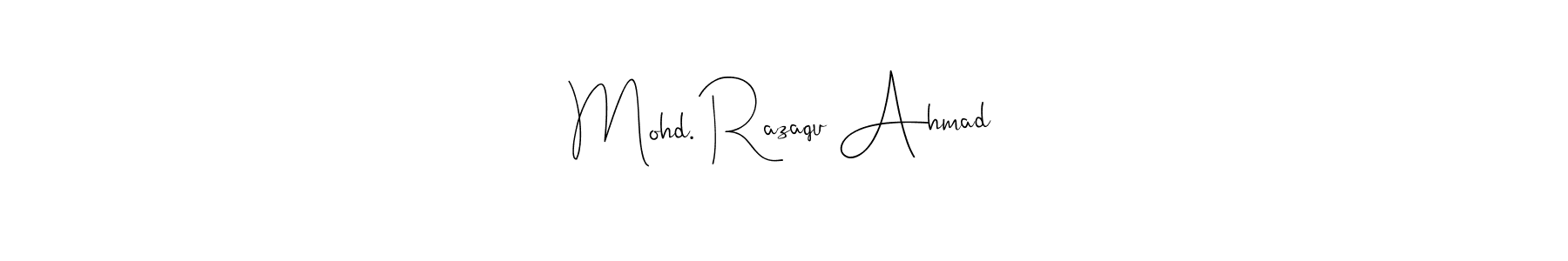 if you are searching for the best signature style for your name Mohd. Razaqu Ahmad. so please give up your signature search. here we have designed multiple signature styles  using Andilay-7BmLP. Mohd. Razaqu Ahmad signature style 4 images and pictures png