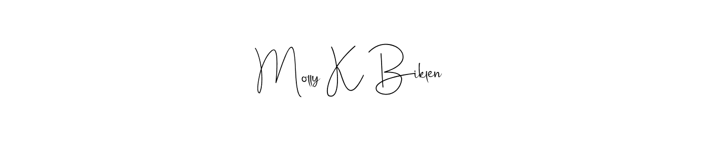 Andilay-7BmLP is a professional signature style that is perfect for those who want to add a touch of class to their signature. It is also a great choice for those who want to make their signature more unique. Get Molly K Biklen name to fancy signature for free. Molly K Biklen signature style 4 images and pictures png