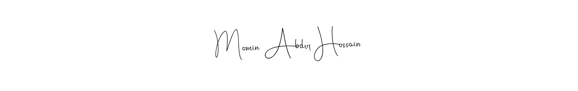 How to make Momin Abdul Hossain name signature. Use Andilay-7BmLP style for creating short signs online. This is the latest handwritten sign. Momin Abdul Hossain signature style 4 images and pictures png