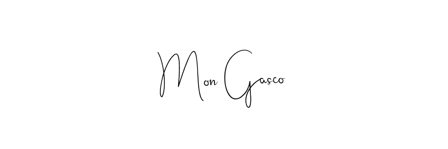 How to make Mon Gasco name signature. Use Andilay-7BmLP style for creating short signs online. This is the latest handwritten sign. Mon Gasco signature style 4 images and pictures png