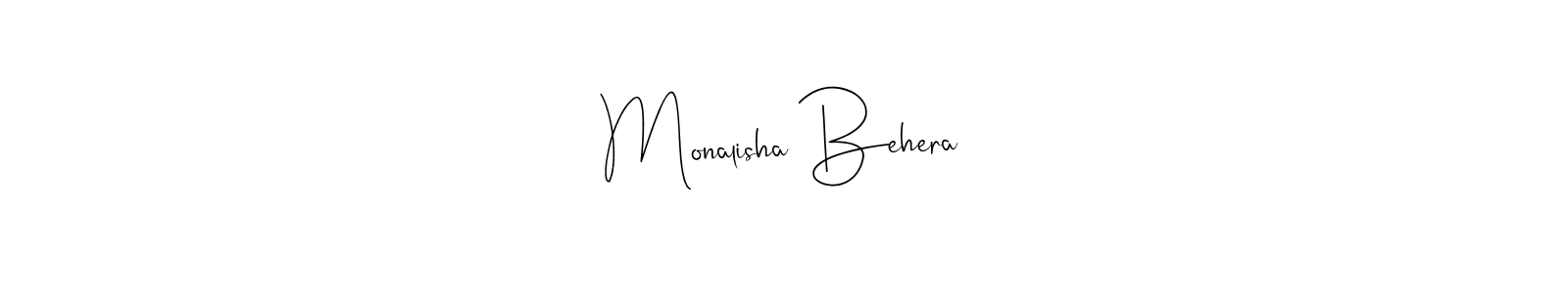 The best way (Andilay-7BmLP) to make a short signature is to pick only two or three words in your name. The name Monalisha Behera include a total of six letters. For converting this name. Monalisha Behera signature style 4 images and pictures png